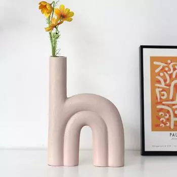 Ins Style Wabi-sabi Толстая керамическая ваза Украшения для гостиной Цветочная композиция Bed and Breakfast Магазин одежды Модельная комната Искусство Цветочные аксессуары Small h shape M07750