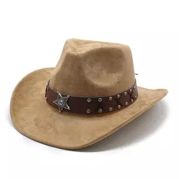 Ins Style Western Cowboy Hat Ethnity Style Tibeta Top Hat Jazz Hat Suede Felt Hat M56-59cm