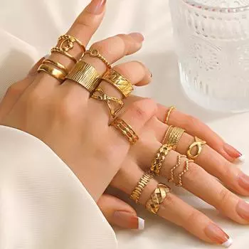 Модное геометрическое кольцо из нержавеющей стали для женщин, золотого цвета, простые повседневные украшения, широкое лицо, модные аксессуары, кольца для пальцев