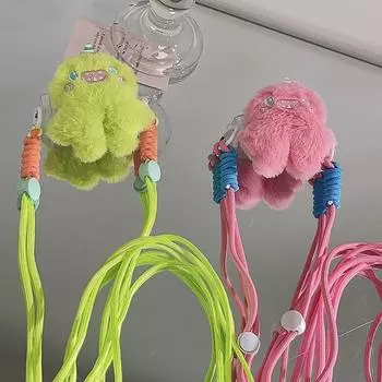 Ins Styling Phone Back Clip Strap 3D Plush Phone Holder Phone Case Accessories white-B