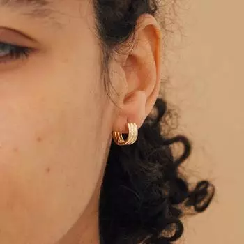 ins Stylish Simple Design Stainless Steel Earrings 18K Gold Geometric Circle Earrings High Sense Women