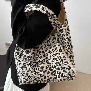 ins сумка-ведро сумка 2024 осень и зима новый иностранный стиль универсальная сумка-жилет модная сумка с леопардовым принтом хаки