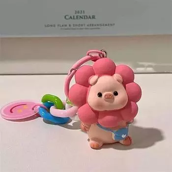 Ins Супер милый подсолнух свинья милый простой и свежий брелок рюкзак кулон автомобильный брелок силиконовый