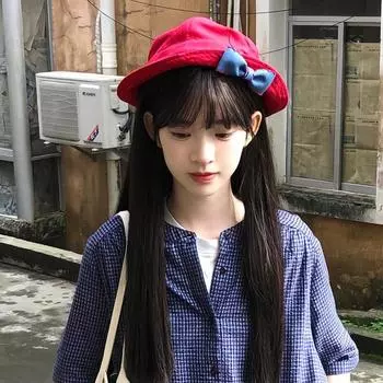 Ins Sweet Bow Design Bucket Hats for Women Show Face Small Summer and Autumn Casual Versatile Linen Dome Cute Basin Caps 56-58cm красный