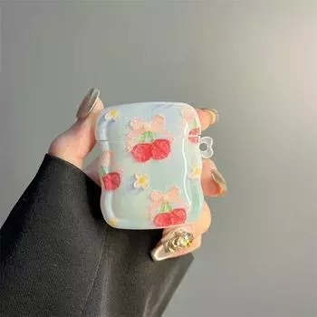 INS Свежая масляная живопись Вишня для Apple Bluetooth Беспроводной Защитный чехол для AirPods Pro 2-го поколения 3-е поколение 4-е поколение Чехол для наушников airpods4 Oil painting cherry [single shell]]