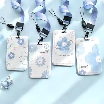 Ins свежий креативный синий цветок слайдер чехол для студенческой карты питания автобус метро IC ID карта защитный чехол