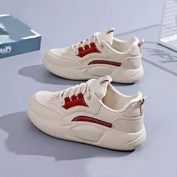 ins tide white shoes women s autumn 2024 new Korean version color matching thick sole height increase student sports and leisure board shoes 35 чёрный