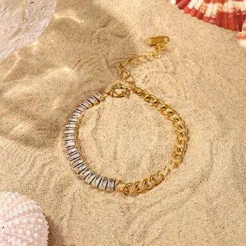 INS титановая сталь 18k позолоченные ювелирные изделия вечеринка подарок мода винтаж полный циркон сращивание цепи браслет для женщин золотой