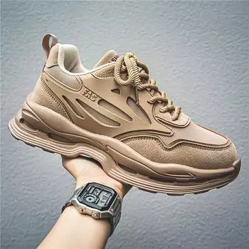 Ins Trend Мужская обувь для папы на платформе 4 сезона Мужские студенческие спортивные повседневные кроссовки для бега, ходьбы и путешествий 38 чёрный