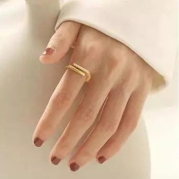 INS Trendy Open Ring Женское модное индивидуальное доступное роскошное холодное стильное кольцо из стерлингового серебра с бриллиантами и геометрическим узором, регулируемое opening adjustable