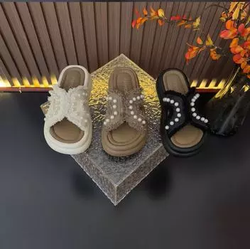 ins trendy outer slippers women s summer 2025 new small fragrant style pearl lady seaside fairy beach sandals 35 белый