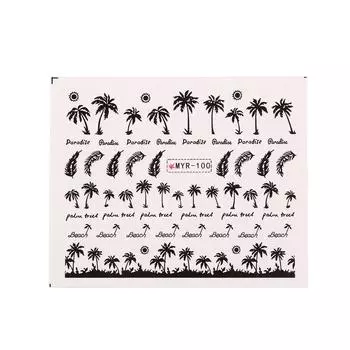 Ins Tropical Surf Ocean Wind Palm Tree Sticker Nail Art Manicure Nail Sticker Coconut Style чёрный