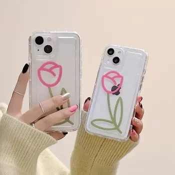Ins Тюльпаны Цветок Мультфильм Джейн Мягкий силиконовый чехол для телефона для Iphone 11 13 Pro Max 14 Promax 12promax Защитная задняя крышка Капа for iphone 14promax