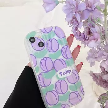 Ins Тюльпаны Фиолетовый Цветок Противоударный Чехол Для Телефона Для Iphone 13 12 Pro Max 11 14 Pro Max Силиконовый Мягкий Задний Чехол Capa Shell for iphone 11