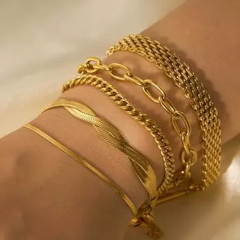 ins ювелирные аксессуары DIY браслет 18k золото нержавеющая сталь цепочка браслет элитные ювелирные изделия женщины