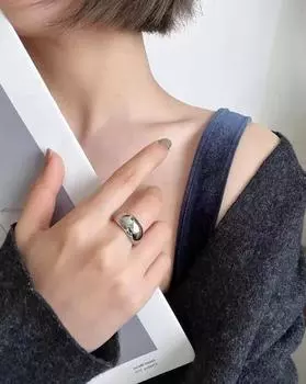 ins ювелирные изделия модные и простые большие изогнутые поверхности позолоченные 18-каратным золотом литье кольцо, женское INS титановое стальное кольцо No. 6 золотой