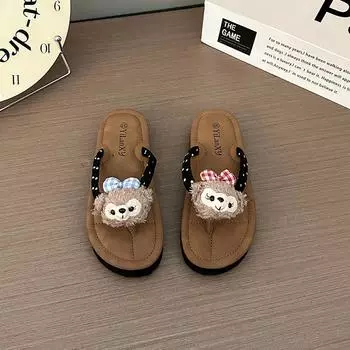 ins versatile flip-flops women s new cartoon cute summer wear soft bottom fashion sandals 35