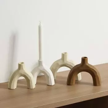 ins ваби-саби стиль керамический креативный подсвечник украшение подсвечник для дома гостиная геометрическое мягкое украшение украшение HP856-3W White Candlestick