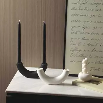 ins wabi-sabi style black and white ceramic candle holder ornaments abstract art decorations romantic props dining table candle holders HP13210-1 white candle holder