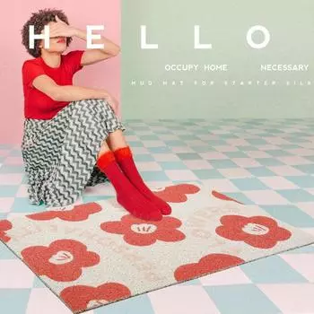 Ins Welcome Floor Mats Flowers Entrance Doormat Anti-slip PVC for Entry Porch Hallway Entryway Home Decor Dust Removal Carpet 40x60cm красный