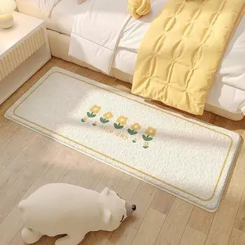 Ins Wind Имитация Кашемира Ковер Спальня Кровать Одеяло Детская Комната Длинный Коврик Для Ног Можно Спать И Сидеть Подушка Нескользящий Напольный Коврик 40 * 60cm [crystal cashmere flannel]