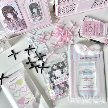 Ins Wind Pink Black And White Маленький бант Декоративные аксессуары Милые банты Упаковочные аксессуары Свежие и сладкие аксессуары для самостоятельного изготовления