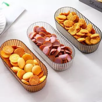 Ins Wind Прозрачная полосатая тарелка для фруктов в форме буквы U для гостиной, поднос для закусок, многофункциональная тарелка для хранения фруктов 1