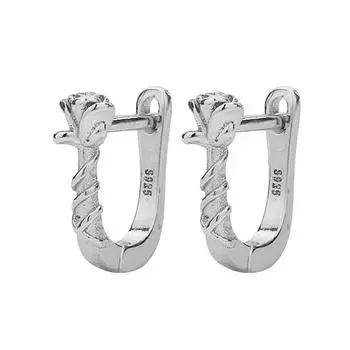 Ins Wind Rose Ear Buckle Sweet Temperament U-Shaped Earrings Unique Design Texture Vine Flower Earrings