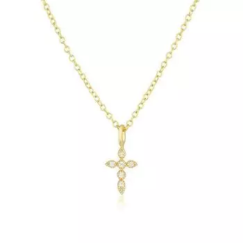 Ins Wind S925 Классическое ожерелье-крестик с цирконами, инкрустированное бриллиантами золотой