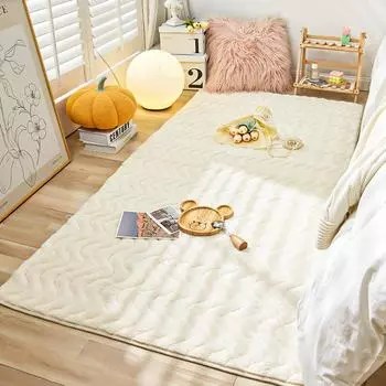 Ins Wind Thickened Imitation Rabbit Fur Carpet Living Room Coffee Table Blanket Plush Non-Slip Bedroom Full Bedside Tatami Floor Mat 70*70