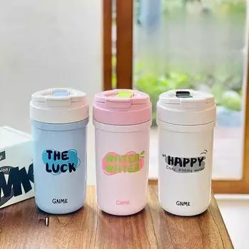 Ins Wind Высокий внешний вид уровня двойной термос чашка для напитков портативная большая емкость кофейная чашка с соломинкой чашка для воды из нержавеющей стали 430ml