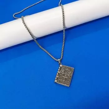 Ins винтажное классическое ожерелье с подвеской в виде Библии для мужчин и женщин из нержавеющей стали, ожерелье в стиле панк, хип-хоп, ювелирное изделие для пары, подарок as the picture
