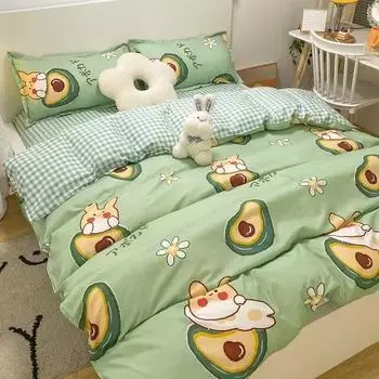 INS винтажный пододеяльник из полированной шерсти с ветром, пододеяльник, цельный простынь, приятный для кожи, комплект двойного постельного белья из четырех предметов 1.5x2m quilt cover оранжевый