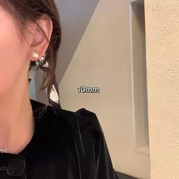 INS Women s 925 Silver Needle Mosquito Coil Pearl Stud Earrings 925 silver needle pair 10mm
