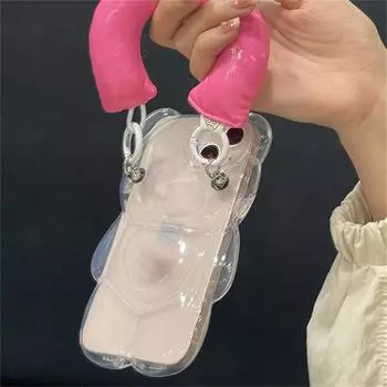 Ins Япония милый 3d медведь кожаный браслет прозрачный чехол для телефона для Iphone 13 12 11 Pro Xs Max X Xr противоударная мягкая задняя крышка For iPhone XS Max
