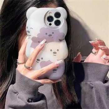 Ins Япония милый 3d мультфильм медведь цветок чехол для телефона для Iphone 13 12 11 Pro Xs Max X Xr мультфильм животных противоударная мягкая задняя крышка For iPhone 13Pro