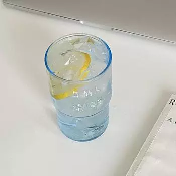 Ins Young People, Please Endure The Literary Blue Texture Glass, Niche High-End Coffee Cup, High Temperature Resistance can enter the dishwasher 320ml