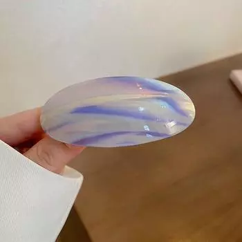 Ins Заколка для хвоста в полоску Овальные ацетатные заколки для волос Корейские шпильки для волос Женские пружинные заколки-заколки светло-зеленый