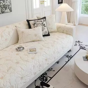 INS Жаккардовое хлопковое полотенце для дивана с защитой от царапин для домашних животных, льняной чехол для диванной подушки, универсальная нескользящая подушка, однотонная 70x70cm