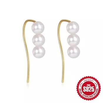 Инс Жемчуг Циркон S925 Стерлинговое Серебро Темперамент Элегантный Дизайн Серьги Серьги Ушные Крючки Жемчужные Серьги 925 Silver