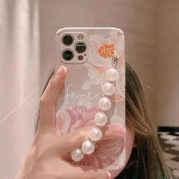 Ins жемчужный браслет в стиле ретро, кожаный противоударный силиконовый мягкий чехол с цветком для телефона Iphone 13 Pro Max 12 Mini Xsmax X Xr 8 7 Plus 11 For iphone 12promax