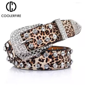 Ins женский ремень с шипами и бриллиантами с леопардовым принтом, повседневные дизайнерские модные ремни, женские высококачественные роскошные дизайнерские бренды LB2219 China&110cm чёрный