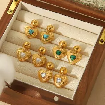 ins zircon love earrings 18K gold stainless steel personalized high-end stud earrings
