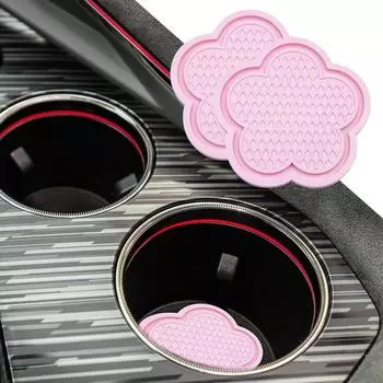 Insert Water Bottle Holder Pads Flexible Bottle Holder Pads 2-Piece Set Dustproof Car Coasters Automotive Cup Holders For Family розовый