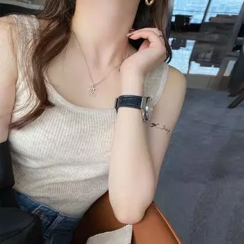 Inside The Suit with Suspender Vest Female Self-cultivation Outside Wearing I-shaped Knitted Undershirt New U-shaped Sleeveless Autumn One size