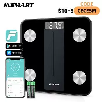 INSMART цифровые весы для ванной комнаты, весы для жира, умные весы для человека, 180 кг, ИМТ, биоимпедансные весы, баланс веса тела CHINA