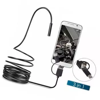 Инспекционная камера 3 в 1 Бороскоп типа C и Micro USB и USB Эндоскоп Водонепроницаемый IP67 2 м 1m