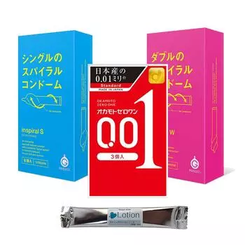 Inspiral S Inspiral W Okamoto Condom with 1 stick lotion Okamoto 001 set 0.01