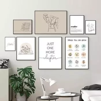 Inspirational Just One More Chapter Book Print,Perfect Gift for Writers and Book Lovers,Reading Quotes Poster,Wall Art Picture 21x30cm No Framed