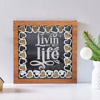 Inspirational Wood Box Sign Rustic Tabletop Positive Ornament Freestanding Mini Block Sign for